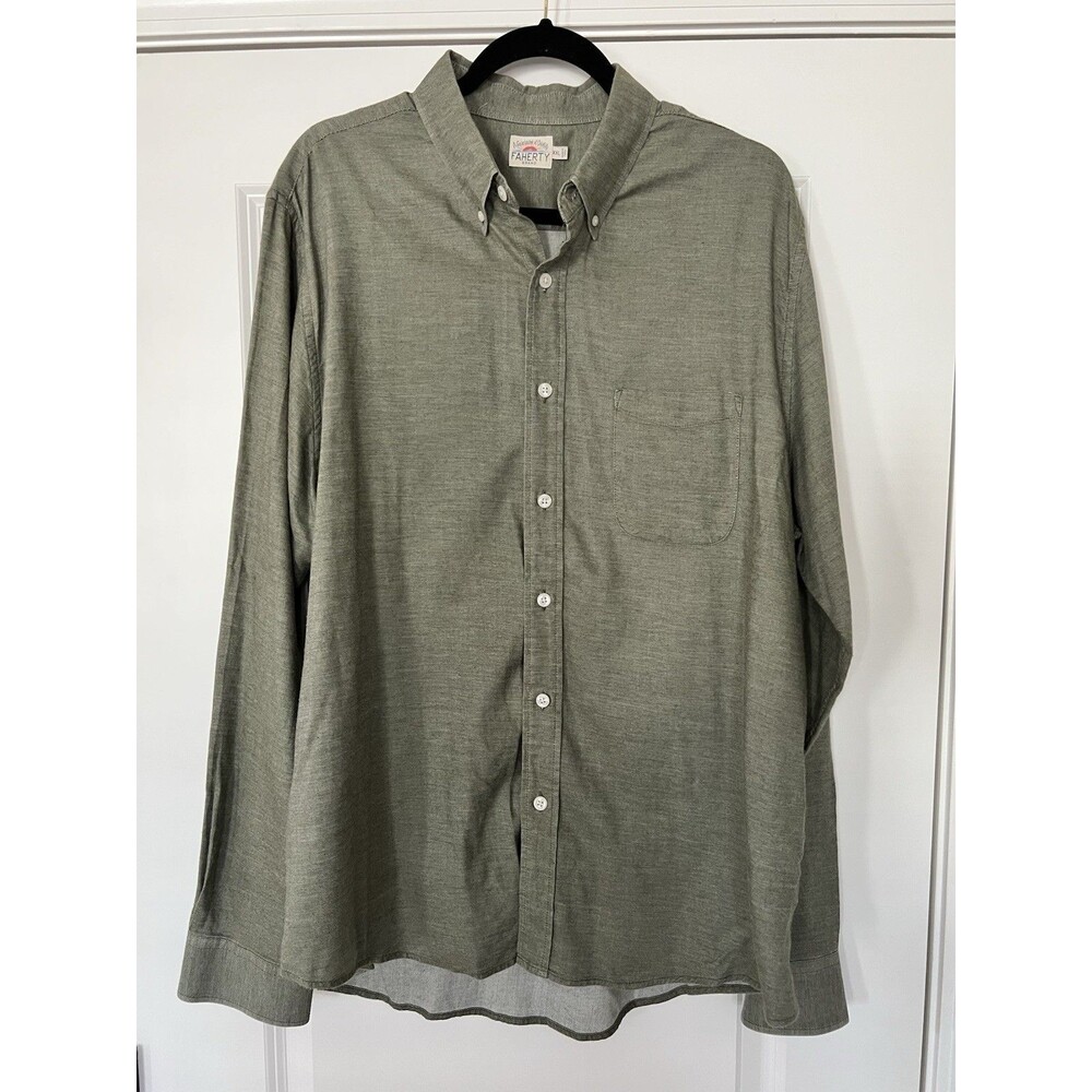 Faherty Men’s Tencel Buttondown Shirt Green Size XXL EUC